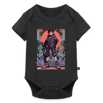 Shibuya: Cool Anime Boy avec épée japonaise - Body à manches courtes Premium Bébé - noir - Devant