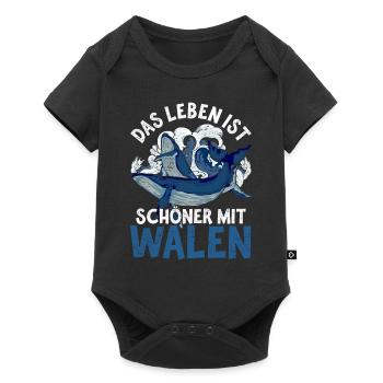 Das Leben ist schöner mit Walen Tier Lustiges Wal - Baby Premium Kurzarmbody - Schwarz - Vorne