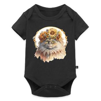 Cute Persian Sunflower Cat Breed Pet Kitten - Baby Premium short-sleeve bodysuit - black - Front