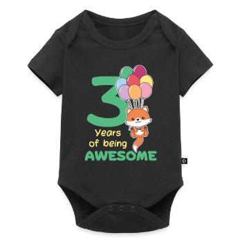 Fuchs zum 3. Geburtstag Kinder drei Jahre alt - Baby Premium Kurzarmbody - Schwarz - Vorne