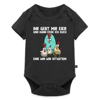 Lustiger Hühner Spruch Win Win Situation mit Huhn - Baby Premium Kurzarmbody - Schwarz - Vorne