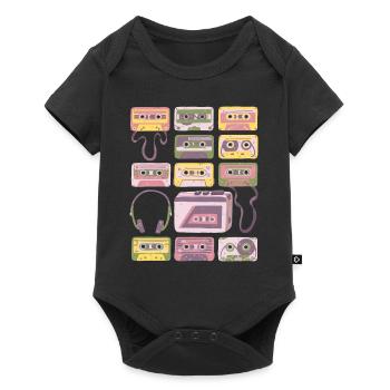 Cassettes - Vintage - Retro - Recorders - Mix Tapes - Baby Premium short-sleeve bodysuit - black - Front