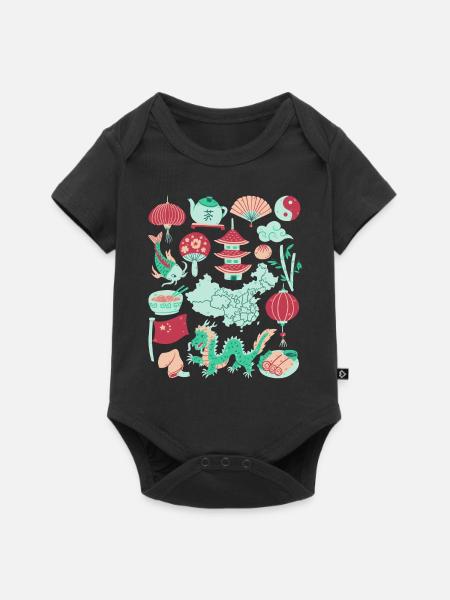 China - Baby Premium Kurzarmbody - Schwarz