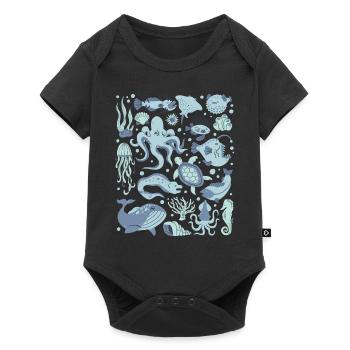 Deep Sea Fish Octopus Frogfish Lanternfish - Baby Premium short-sleeve bodysuit - black - Front