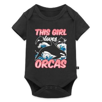 Cette fille aime la baleine orque tireuse d’orques - Body à manches courtes Premium Bébé - noir - Devant
