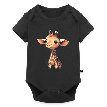 Giraffe - Baby Premium Kurzarmbody - Schwarz - Vorne
