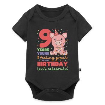 Cochon pour les enfants de 9 ans de neuf ans - Body à manches courtes Premium Bébé - noir - Devant
