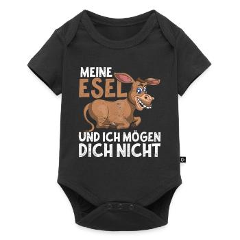 Meine Esel und ich mögen dich nicht Lustiges Esel - Baby Premium Kurzarmbody - Schwarz - Vorne