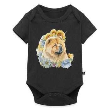 Mignon Chow Chow Sunflower Dog Breed Pet Puppy - Body à manches courtes Premium Bébé - noir - Devant