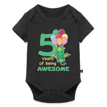 Drache zum 5. Geburtstag Kinder fünf Jahre alt - Baby Premium Kurzarmbody - Schwarz - Vorne