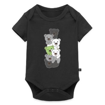 Agender Flag Pride LGBTQ Cute Bear Stack - Body à manches courtes Premium Bébé - noir - Devant