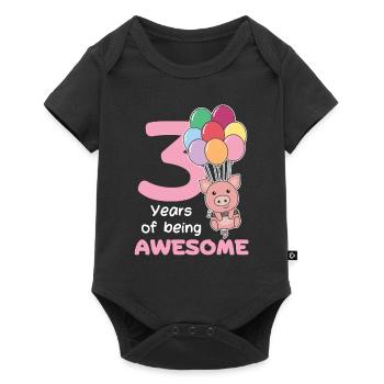 Cochon pour les enfants de trois ans - Body à manches courtes Premium Bébé - noir - Devant