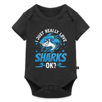 J’aime les requins vraiment ok requin requin dent de requin - Body à manches courtes Premium Bébé - noir - Devant