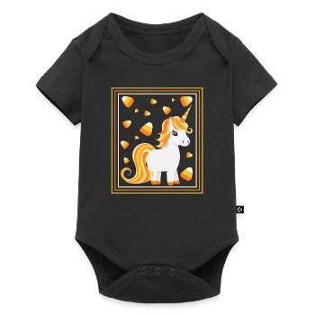 Unicorn Candy Corn Halloween Party Trick Or Treat - Baby Premium short-sleeve bodysuit - black - Front