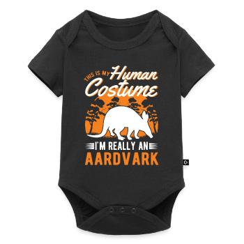 Erdferkel Human Costume Halloween Aardvark - Baby Premium Kurzarmbody - Schwarz - Vorne