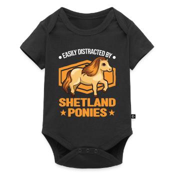 Easily distracted by Shetland Ponies Shetty - Baby Premium Kurzarmbody - Schwarz - Vorne