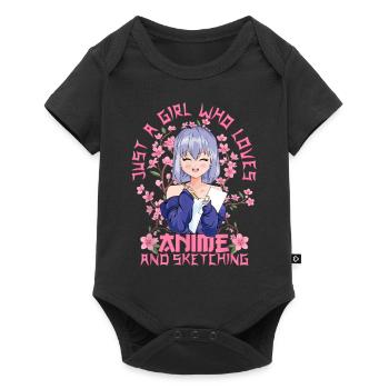 Anime And Sketching Girl - Kitschy Sakura Cherry - Baby Premium short-sleeve bodysuit - black - Front