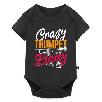 Trompetenspielerin Trompeterin Crazy Trumpet Lady - Baby Premium Kurzarmbody - Schwarz - Vorne