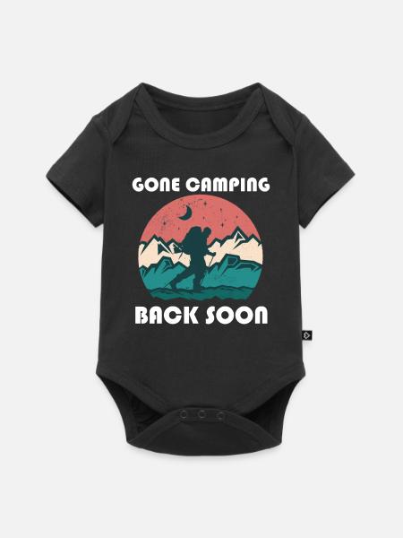 Gone camping, back soon - Baby Premium Kurzarmbody - Schwarz