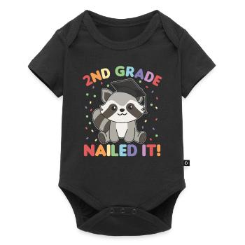 Kids 2nd Grade nailed it raccoon graduation - Baby Premium short-sleeve bodysuit - black - Front