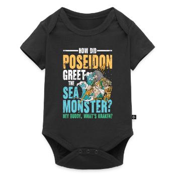 Poseidon Greet The Sea Monster What's Kraken - Baby Premium Kurzarmbody - Schwarz - Vorne
