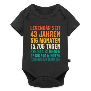 43 Jahre Fünfundvierzigster Geburtstag - Baby Premium Kurzarmbody - Schwarz - Vorne