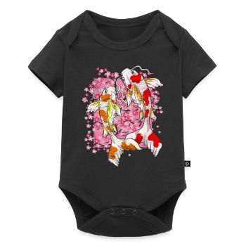 Sakura Koi Fish Cadeau Fleur de Cerisier Koi Carpe - Body à manches courtes Premium Bébé - noir - Devant