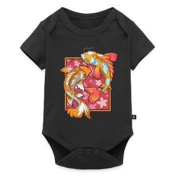 Japan Nishikigoi Sakura Geschenk Kirschblüten Koi - Baby Premium Kurzarmbody - Schwarz - Vorne