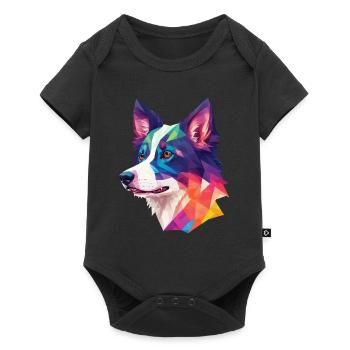 Border Collie Polygon Dogs Art Collie Dog - Baby Premium short-sleeve bodysuit - black - Front
