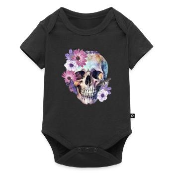 Floral Skull Halloween Butterfly Flowers - Baby Premium short-sleeve bodysuit - black - Front
