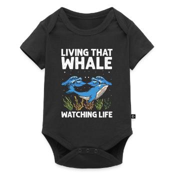 Orca Beobachtung für Buckelwale und Meerwale - Baby Premium Kurzarmbody - Schwarz - Vorne