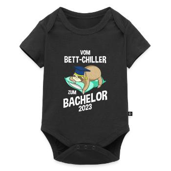 Vom Bettchiller zum Bachelor Faultier 2023 - Baby Premium Kurzarmbody - Schwarz - Vorne
