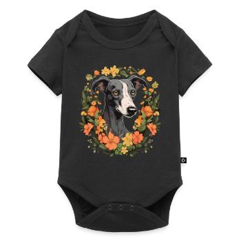 Whippet Hund Geschenk - Baby Premium Kurzarmbody - Schwarz - Vorne
