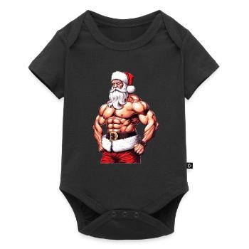 Strong Claus: Noël avec le Père Noël Powerlifting De - Body à manches courtes Premium Bébé - noir - Devant