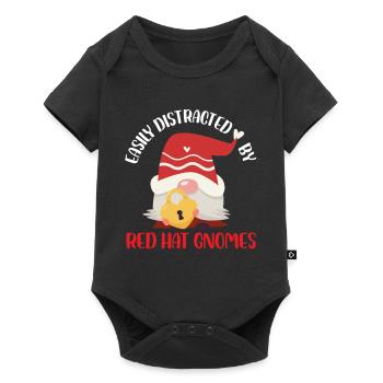 Facilement distrait par les nains au chapeau rouge - Body à manches courtes Premium Bébé - noir - Devant