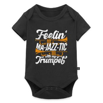 Trompettiste Feelin Ma-jazz-tic avec ma trompette - Body à manches courtes Premium Bébé - noir - Devant