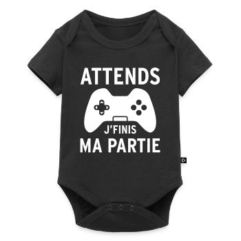 Attends je finis ma partie - Body à manches courtes Premium Bébé - noir - Devant