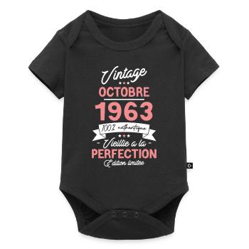 Cadeau Anniversaire Octobre 1963 60 ans - Body à manches courtes Premium Bébé - noir - Devant