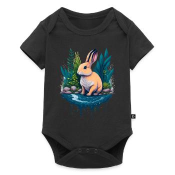 Belle illustration d’un lapin - Body à manches courtes Premium Bébé - noir - Devant