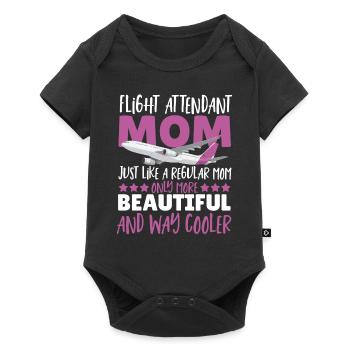 Flight Attendant Mom Genau wie eine normale Mom - Baby Premium Kurzarmbody - Schwarz - Vorne