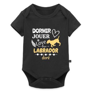 Labrador le maître du sommeil, du jeu de l'amour - Body à manches courtes Premium Bébé - noir - Devant