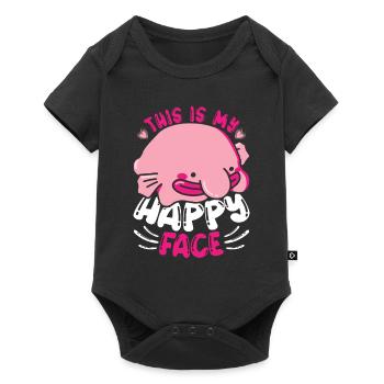 Blobfisch Ceci est mon visage heureux - Body à manches courtes Premium Bébé - noir - Devant