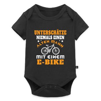 Unterschätze nie einen Alten Mann mit einem E-BIKE - Baby Premium Kurzarmbody - Schwarz - Vorne