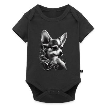 Chihuahua | Saxophone Musique Groupe Chien Drôle - Body à manches courtes Premium Bébé - noir - Devant