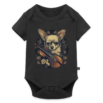 Chihuahua | Aloha Ukulélé Hawaï Guitare Chien - Body à manches courtes Premium Bébé - noir - Devant