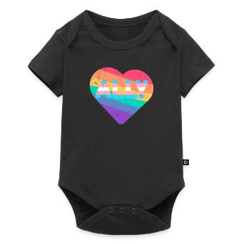 Ally Rainbow Flag Heart pour le jeu de mots LGBT transgenre - Body à manches courtes Premium Bébé - noir - Devant