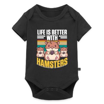 Life is Better with Hamsters Feldhamster - Baby Premium Kurzarmbody - Schwarz - Vorne