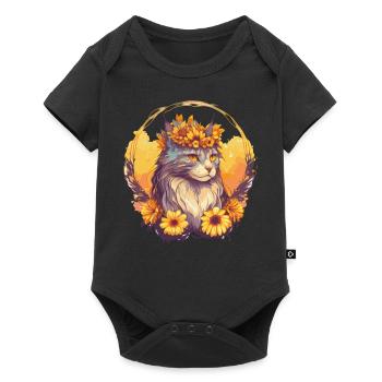 Cute Maine Coon Sunflower Cat Breed Pet Kitten - Baby Premium short-sleeve bodysuit - black - Front