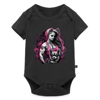 Chihuahua rose | Fille Fitness Salle de sport - Body à manches courtes Premium Bébé - noir - Devant
