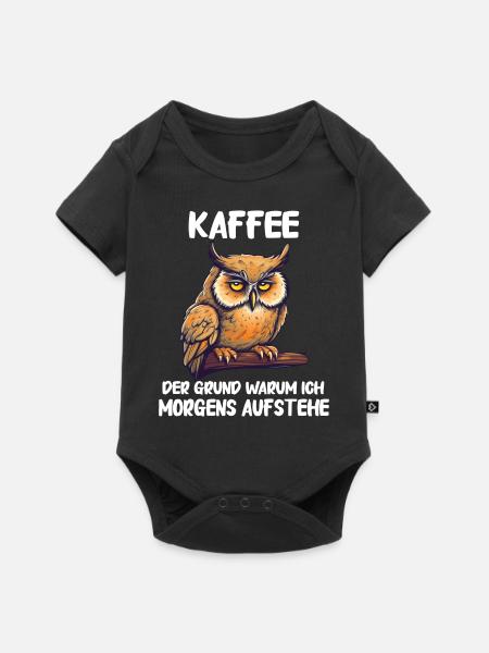 Nachteule Eule Eulen Vogel - Baby Premium Kurzarmbody - Schwarz